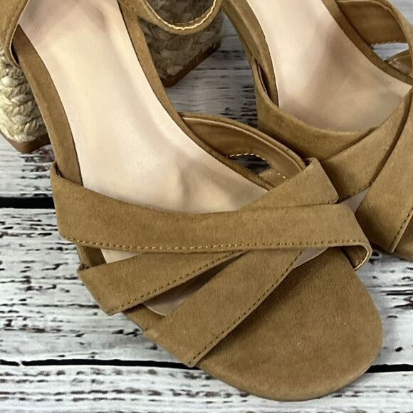 Fergalicious by Fergie Heels Sandals Shoes size 5.5M Tan Espadrille Wedding - Picture 3 of 10